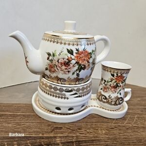 M.E.W. 24 kt GP Floral Tea Set